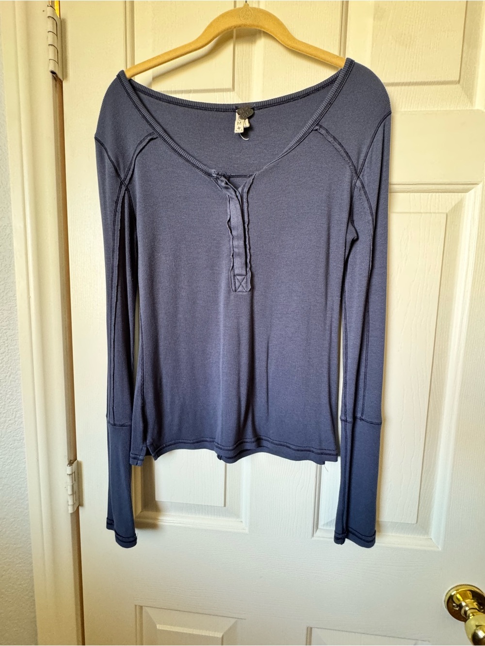 We The Free Navy Long Sleeve Henley Top